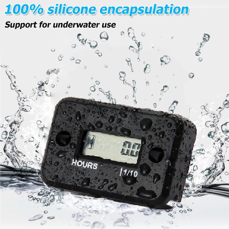 Bittwee Car Digital Inductive Hour Meter Waterproof IP68, for Gas Engine Generator Temperature Gauge Lawn Mower Land Trimmer UTV Brush Cutter Tractor ATV Boat Outboard Motorcycle Dirt Bike (Green) - Image 3